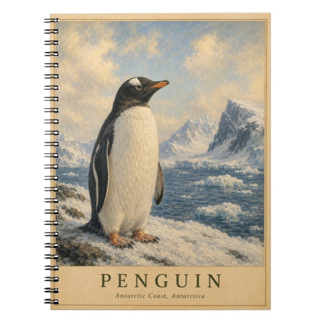 Carnet Manchot côte antarctique VINTAGE (Devant)