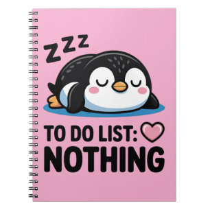 Carnet manchot mignon endormi, liste de choses à faire ri
