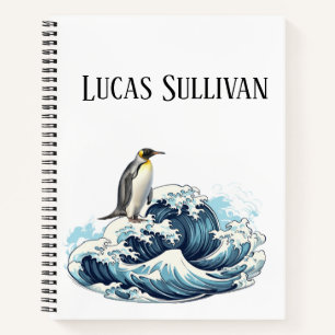 Carnet Manchot royal surfant les vagues