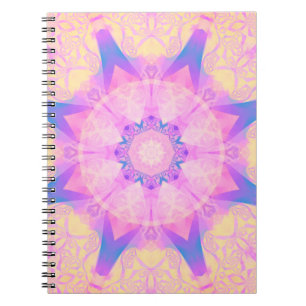 Carnet Mandala abstrait rétro numérique. Fleur brillante.