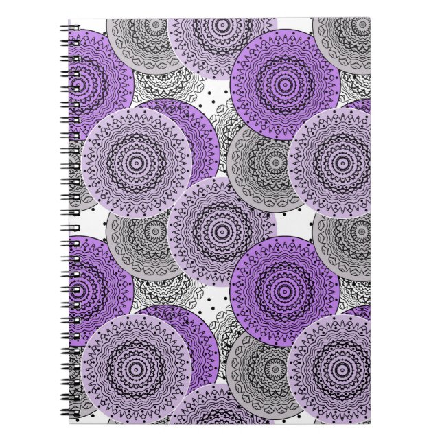Carnet mandala arabe motif rose violet à l'orientale (Devant)