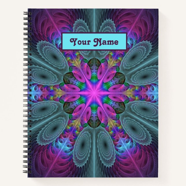 Carnet Mandala Art Fractal Coloré Kaléidoscope Nom Person (Devant)