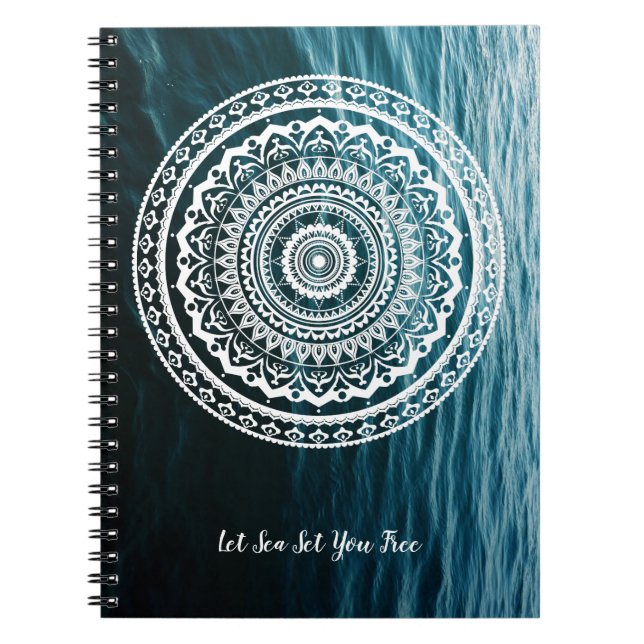 Carnet Mandala Blanc Laissez la mer vous libérer (Devant)