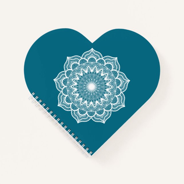 Carnet Mandala blanc sur fond bleu (Devant)