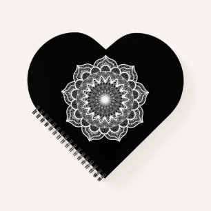 Carnet Mandala blanc sur fond noir