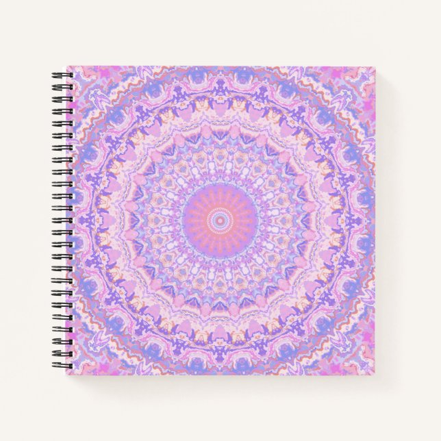 Carnet Mandala bohème complexe aux couleurs psychédélique (Devant)