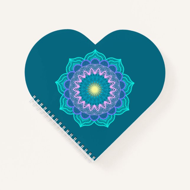 Carnet Mandala Coloré sur Fond Bleu (Devant)