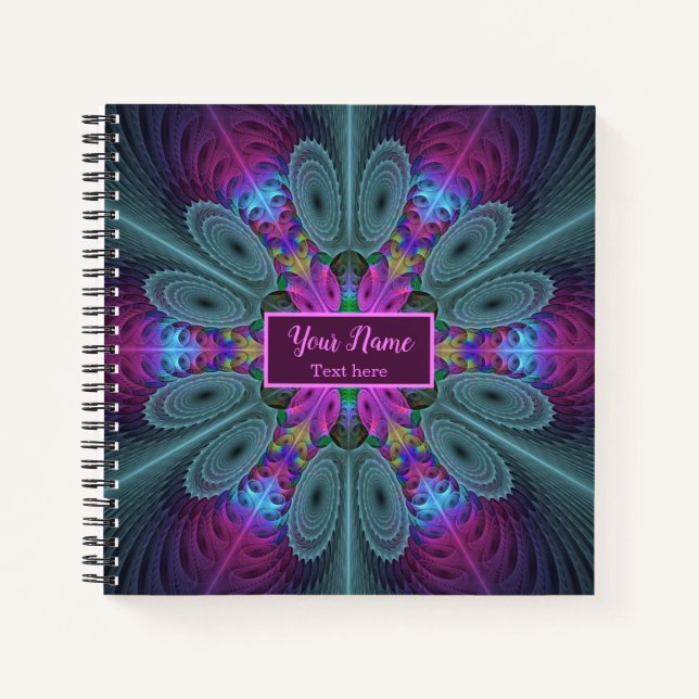 Carnet Mandala Colorful Fractal Art Kaleidoscope Nom prop (Devant)