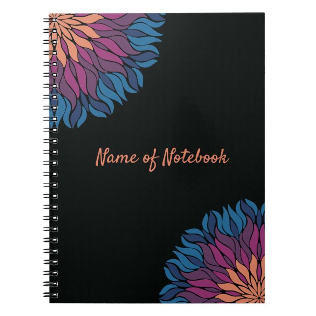 Carnet Mandala de fleurs en bleu et mauve (Devant)