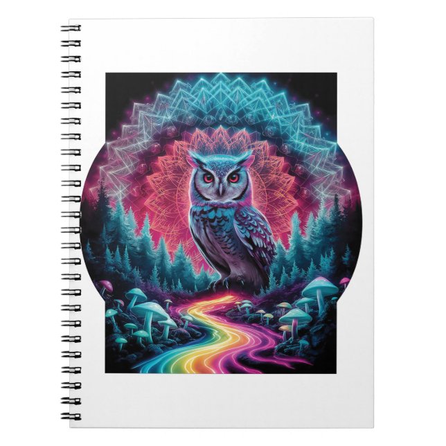 Carnet Mandala de hibou psychédélique - Art de forêt trip (Devant)