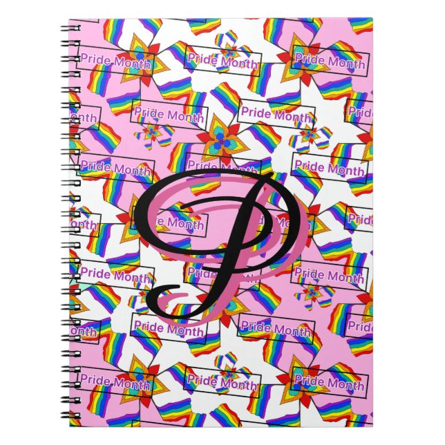Carnet Mandala de la fierté à monogramme arc-en-ciel - Gé (Devant)
