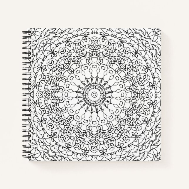Carnet Mandala décoration noir blanc ornement abstrait (Devant)