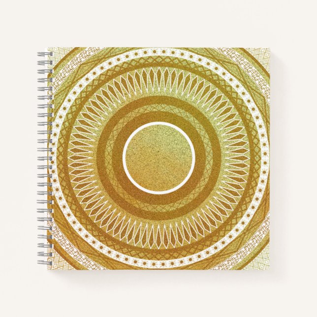 Carnet Mandala d'or et de paillettes (Devant)