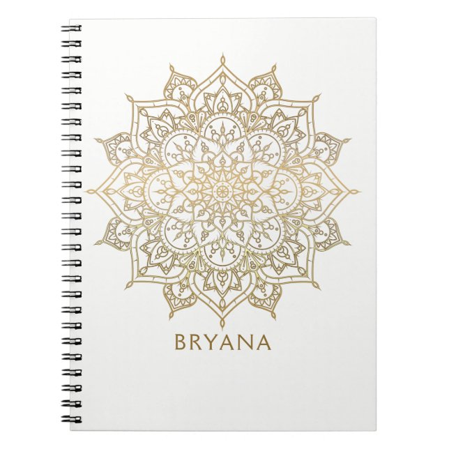 Carnet Mandala dorée Glamour chic blanc Glam moderne (Devant)