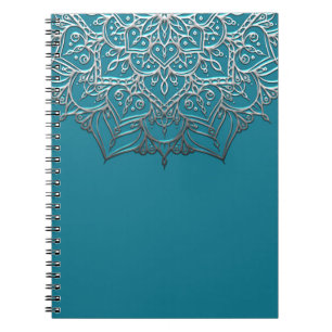 Carnet Mandala élégant minimal marocain bleu-vert et arge