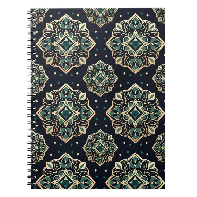 Carnet Mandala émeraude dorée (Devant)