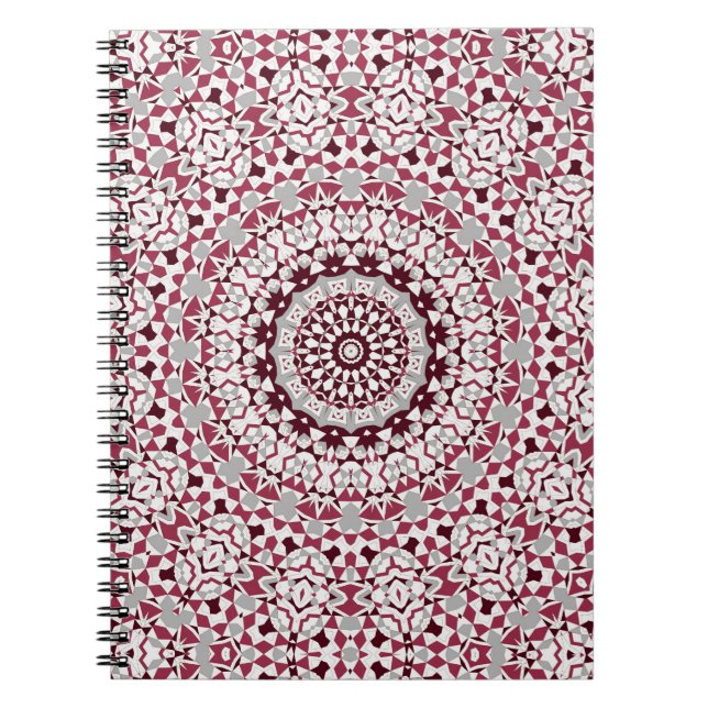Carnet Mandala est bordeaux-gris (Devant)