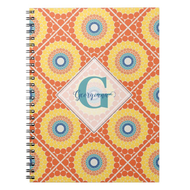 Carnet Mandala Eté Egéenne Carrelée Personnalisée (Devant)