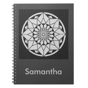 Carnet Mandala étoilé tricot noir & blanc