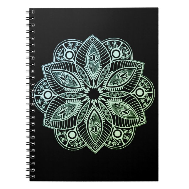 Carnet Mandala Exotic Tribal Green Gradient (Devant)