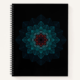 Carnet Mandala Fleur Aqua et Rouge