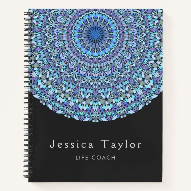 Carnet Mandala floral bleu clair (Devant)