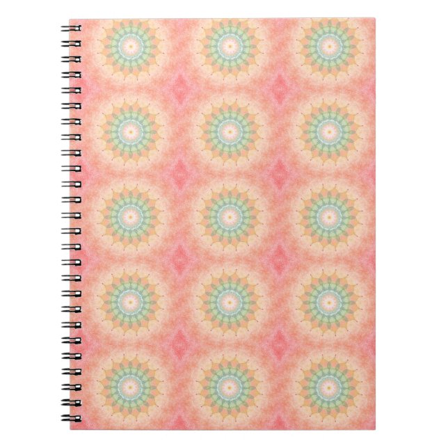 Carnet Mandala géométrique vert rouge jaune coloré (Devant)