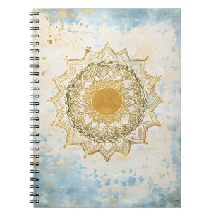 Carnet mandala indien aux teintes turquoise et orange
