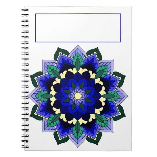 Carnet Mandala Motif 02 en bleu foncé (Devant)