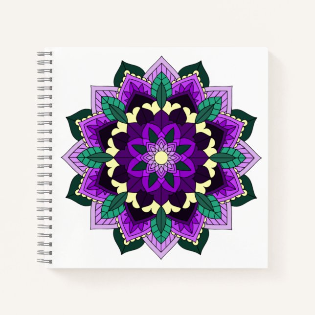 Carnet Mandala Motif 02 en violet (Devant)