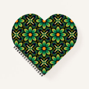 Carnet Mandala Motif géométrique vert et jaune Floral