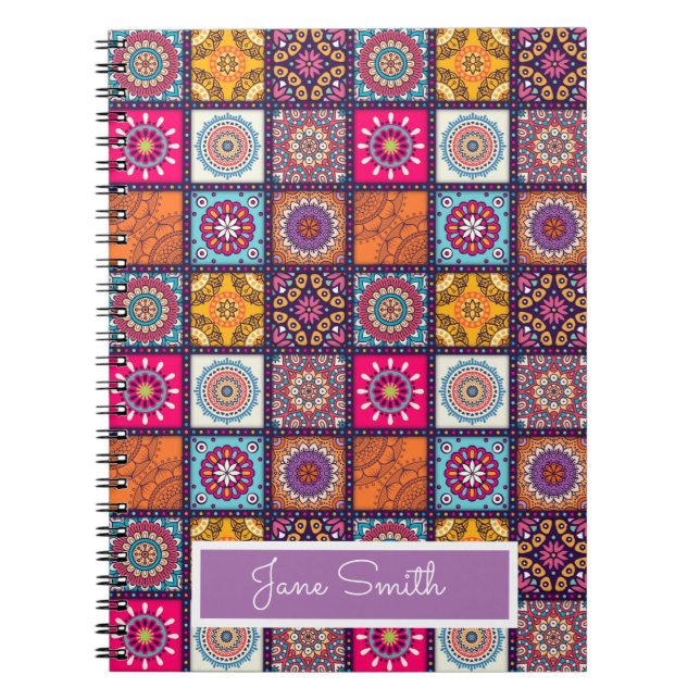Carnet Mandala motif nom marocain coloré (Devant)