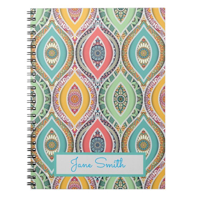 Carnet Mandala motif nom marocain coloré (Devant)
