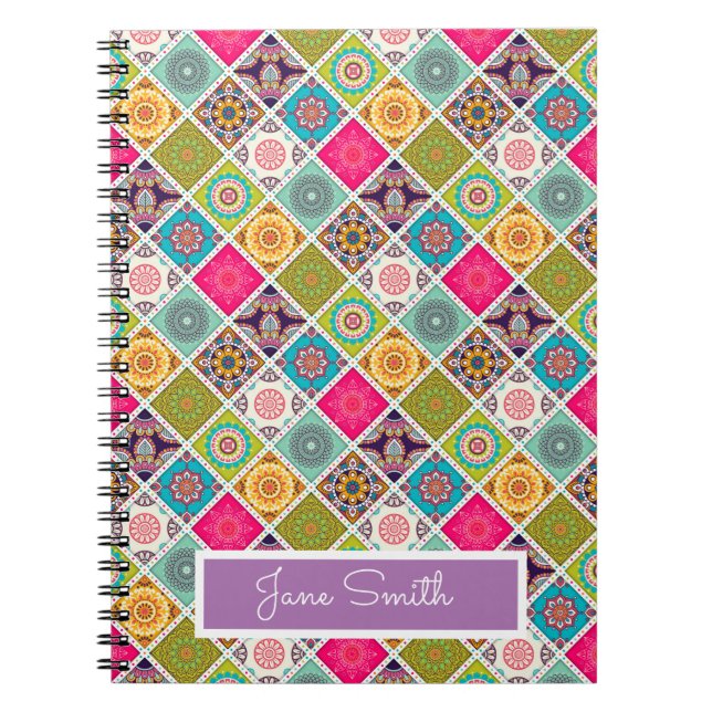 Carnet Mandala motif nom marocain coloré (Devant)