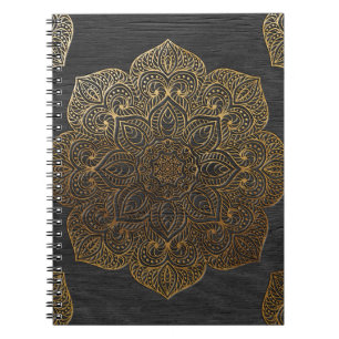 Carnet Mandala-or en bois