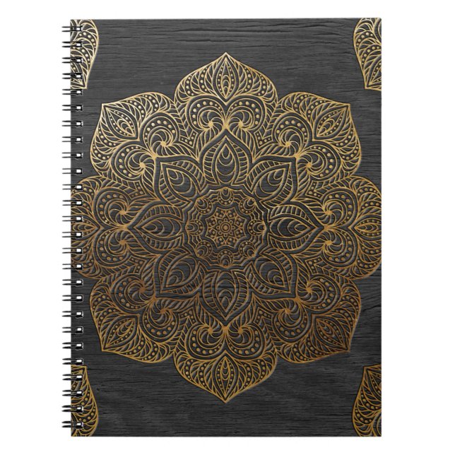 Carnet Mandala-or en bois (Devant)