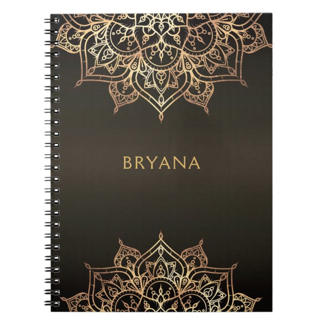 Carnet Mandala Or Marron Bronze Chic Glamour Moderne Glam (Devant)