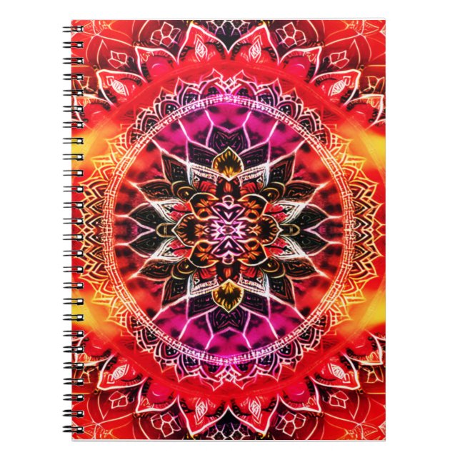 Carnet Mandala rouge hypnotique (Devant)