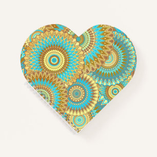 Carnet Mandala superposé bleu marron or