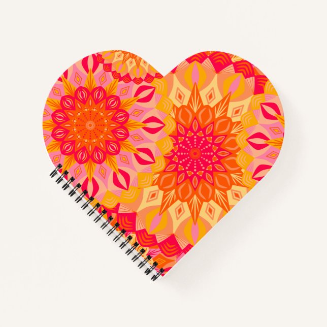 Carnet Mandala superposé orange rose jaune (Devant)
