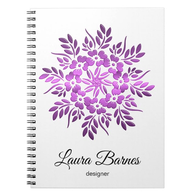 Carnet Mandala. violet floral ethnique (Devant)