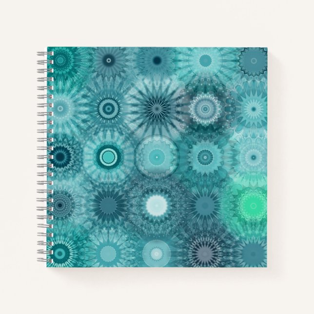 Carnet Mandalas bleus motif orné abstrait (Devant)