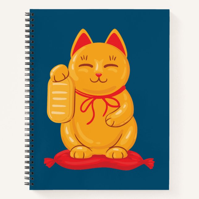 Carnet Maneki Neko Chat d'or japonais, Symbole de richess (Devant)