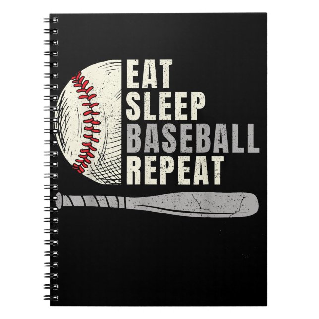 Carnet Manger Dormir Baseball Répéter Drôle Joueur de Bas (Devant)