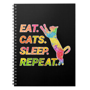 Carnet Manger, Dormir, Chats, Répéter - Amoureux des chat
