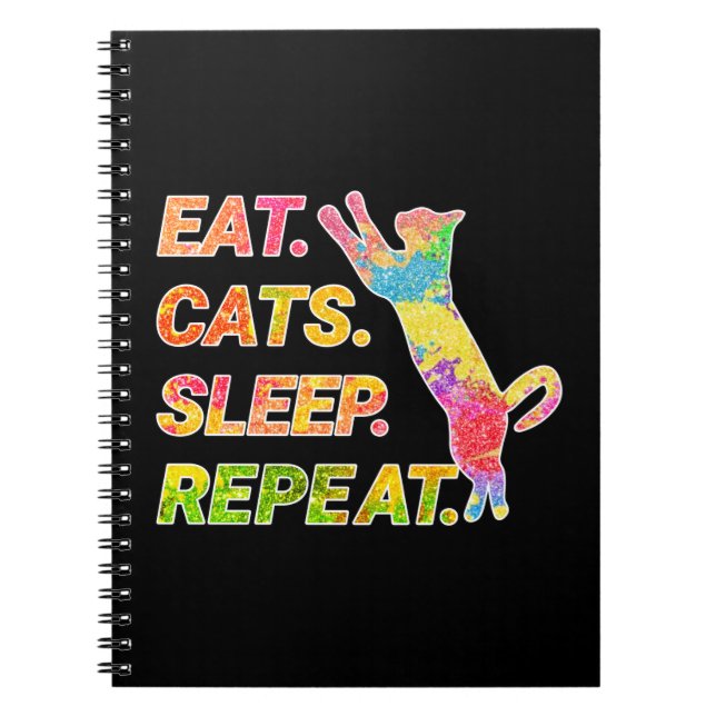 Carnet Manger, Dormir, Chats, Répéter - Amoureux des chat (Devant)