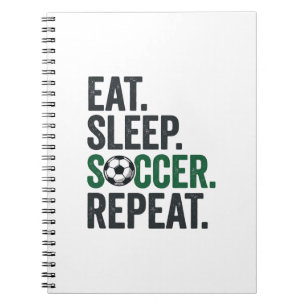 Carnet Manger Dormir Football Répéter Design T-Shirt Vint