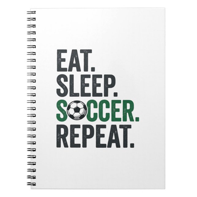 Carnet Manger Dormir Football Répéter Design T-Shirt Vint (Devant)