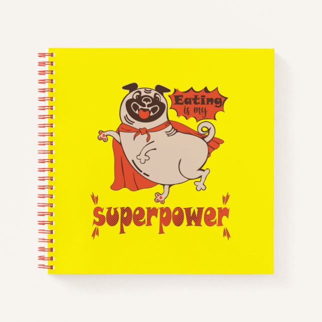 Carnet Manger est mon super-puissance rouge carlin style  (Devant)