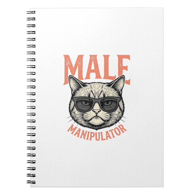 Carnet Manipulateur Masculin Lunettes de Soleil Chat Drôl (Devant)